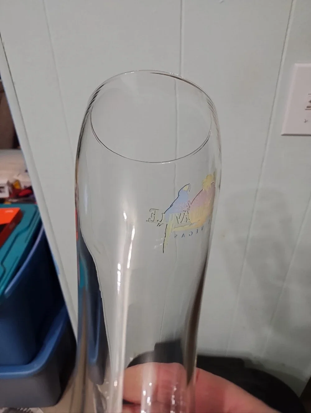 (2) Margaritaville Las Vegas Parrot Pilsner Glasses with Blue & Green Logo